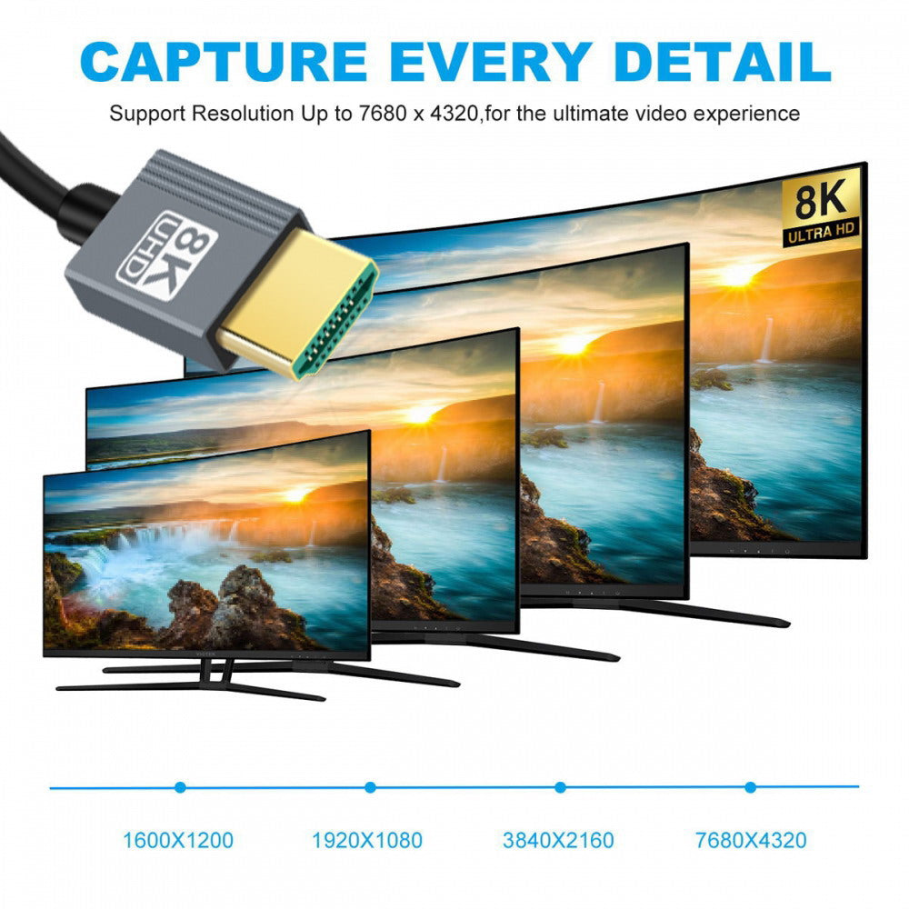 HDMI 2.1 Male to HDMI Male 8K 60hz Stretch Coiled Cable Left Angled 90 Degree for HDTV Computer Laptop Monitor