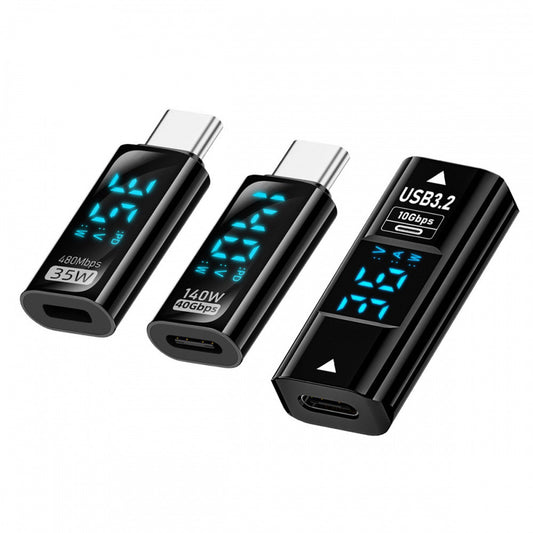 3pcs/lot Type-C Smart LED Display USB-C Female to USB Type-A 8P Adapter Data Current Voltage Fast Charging Monitoring Display Tester Detector