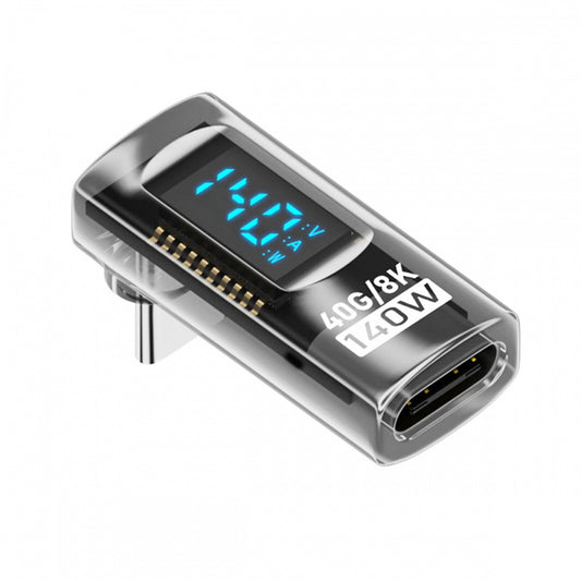 Type-C Smart LED Display USB-C Male to Female Extension Adapter USB4.0 40Gbps 140W Up Down Angled 90 Degree Current Voltage Monitoring