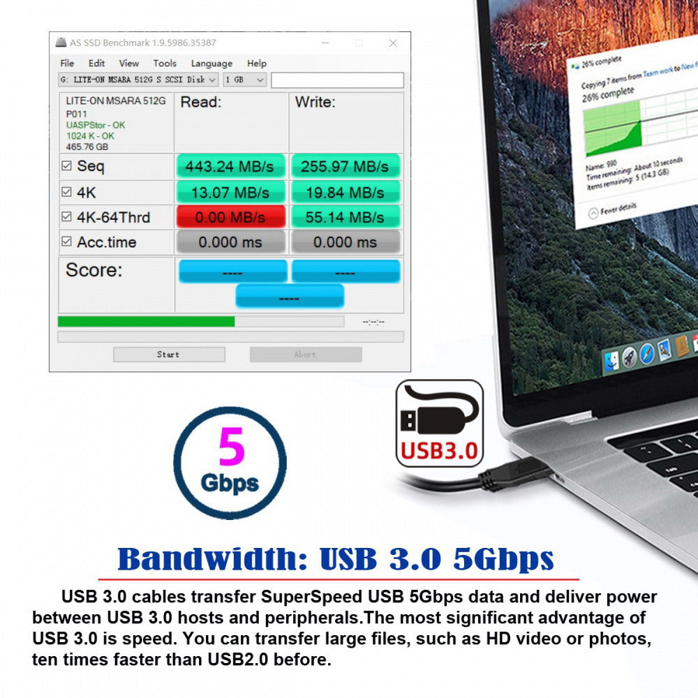 USB 3.0 Type-A Male to USB3.0 A Male Stretch Coiled Cable 100cm Extension 5Gbps for Disk SSD Camera Data