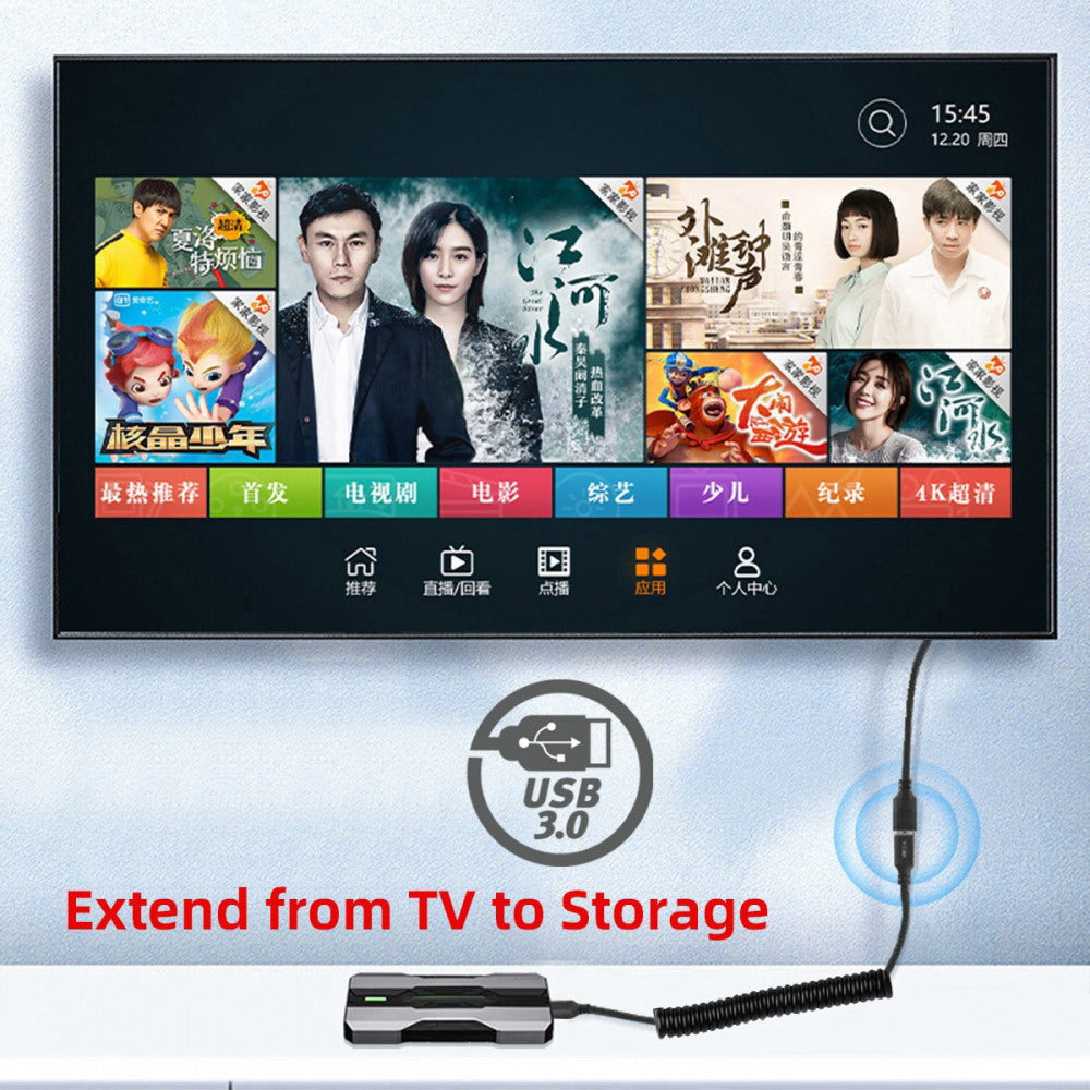 USB 3.0 Type-A Male to USB3.0 A Female Stretch Coiled Cable 100cm Extension 5Gbps for Disk SSD Camera Data