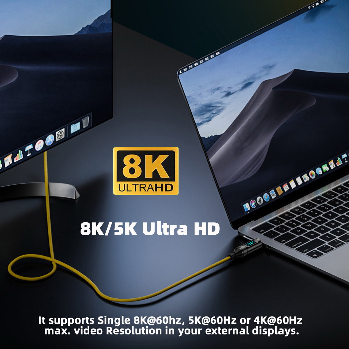 Smart LED Display USB-C USB4 Cable 20Gbps 100W 8K for Laptop Disk Phone Type-C Male to Male Cable Power & Data