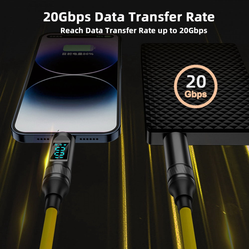 Smart LED Display USB-C USB4 Cable 20Gbps 100W 8K for Laptop Disk Phone Type-C Male to Male Cable Power & Data