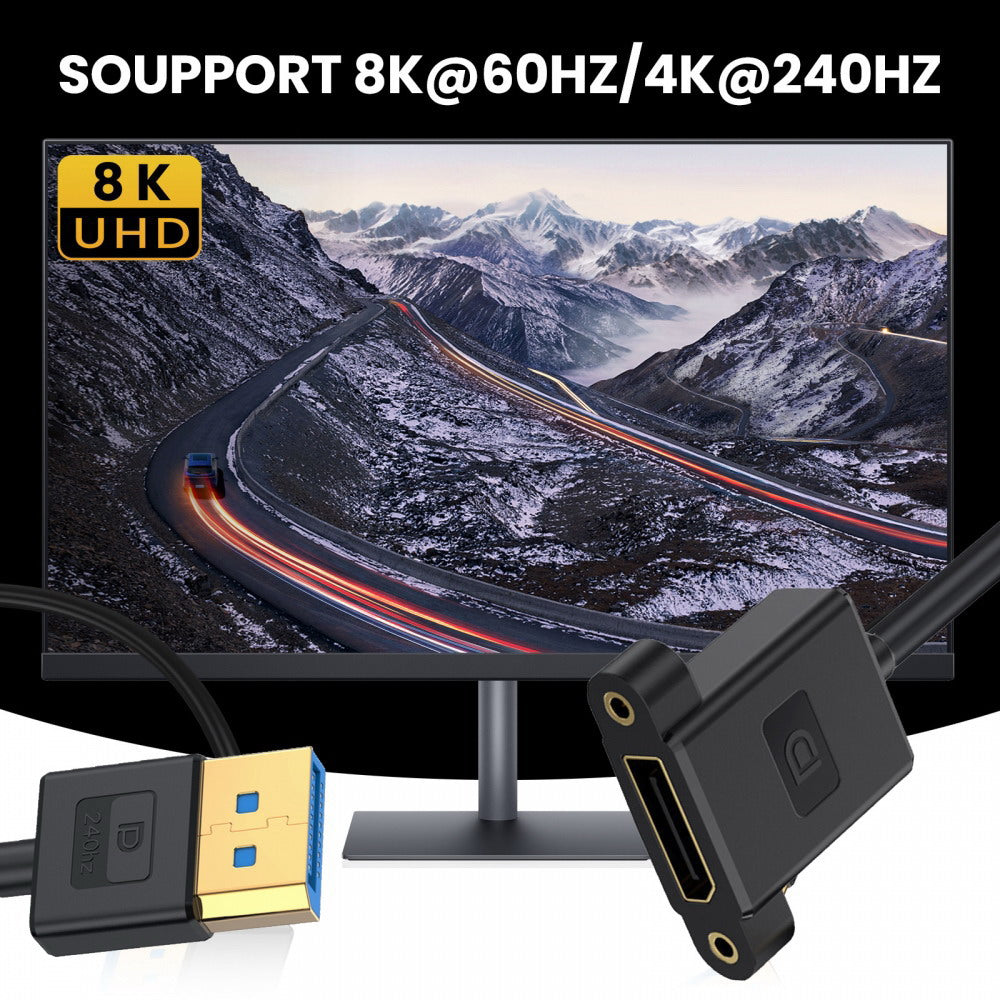 Ultrafine DisplayPort 1.4 DP Male to Female Extension Cable 8K 60hz 4K 144hz for Desktop Laptop Monitor Graphics Card 30cm