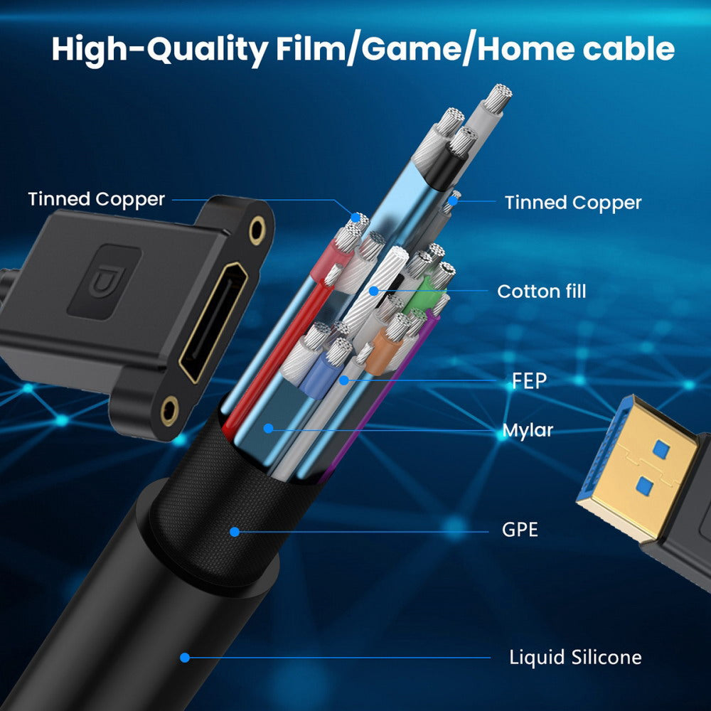 Ultrafine Right Angled DisplayPort 1.4 DP Male to Female Extension Cable 8K 60hz 4K 144hz for Desktop Laptop Monitor Graphics Card 30cm
