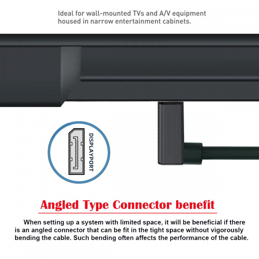 Ultrafine Up Angled DisplayPort 1.4 DP Male to Female Extension Cable 8K 60hz 4K 144hz for Desktop Laptop Monitor Graphics Card 30cm
