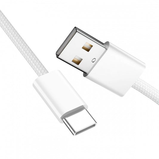 USB-C Type C Male to Type-A Male 15W 5V3A Power 480Mbps Data Cable White Sleeve for Phone & Tablet