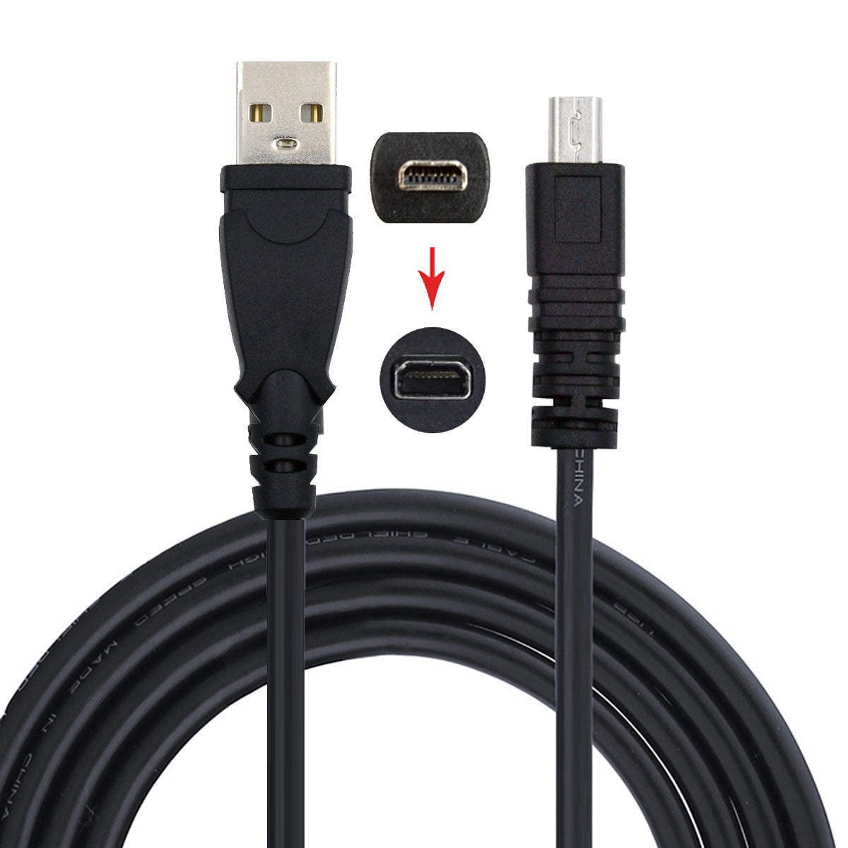 USB 2.0 Type-A to Camera Mini 8P Data Power Cable for Coolpix UC-E6 UC-E16 UC-E17 DSC-W DMC-S EX-Z