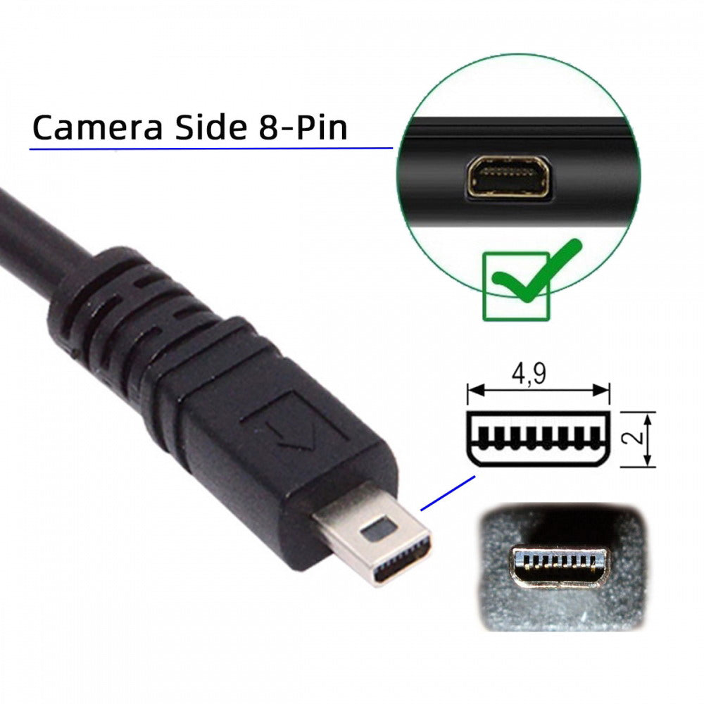 USB 2.0 Type-A to Camera Mini 8P Data Power Cable for Coolpix UC-E6 UC-E16 UC-E17 DSC-W DMC-S EX-Z