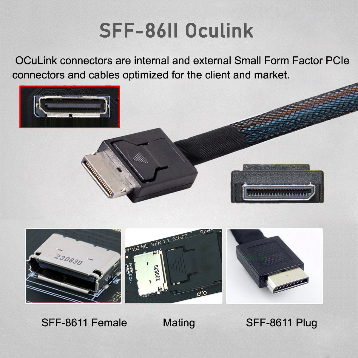 2280 NGFF PCI-E4.0 M.2 M-key to Oculink SFF-8612 SFF-8611 Host Cable 15cm for NVME U.2 SSD eGPU