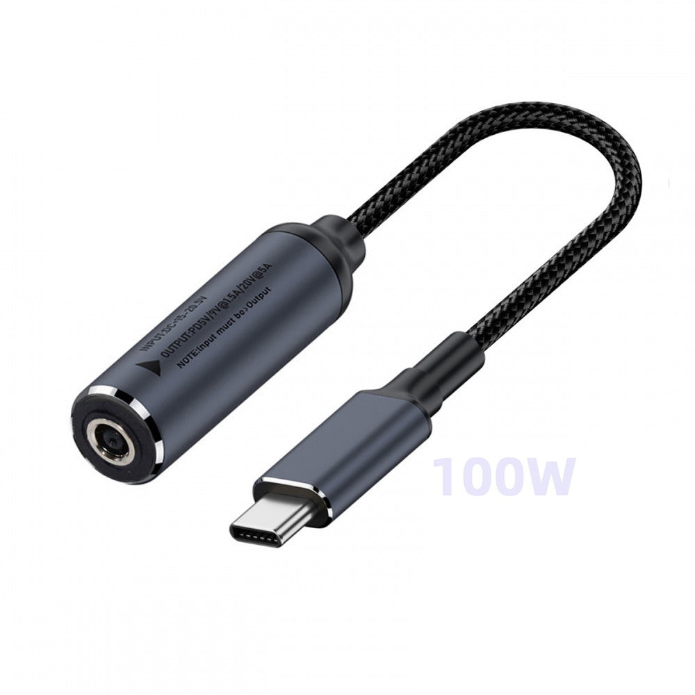 DC Jack 4.5X3.0mm Input to USB-C Type-C Power 100W Charge Cable for Laptop Phone PD9V 5V 20V
