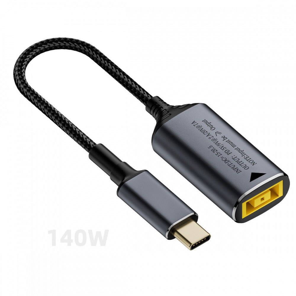 Rectangle Jack Thinkpad X1 Input to USB-C Type-C Power 140W Charge Cable for Laptop Phone PD9V 5V 20V 7A