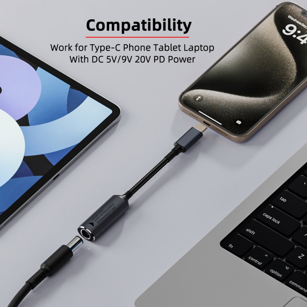 DC Jack 7.4x5.0mm Input to USB-C Type-C Power 140W Charge Cable for Laptop Phone PD9V 5V 20V7A