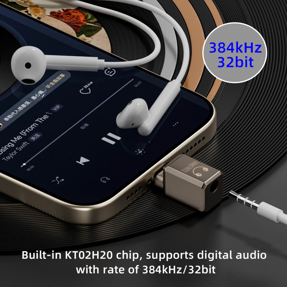 Type C USB-C to DAC 3.5mm HiFi Audio AUX & MIC Sound Card 384kHz 32bit Adapter KT02H20 Compatible OMTP CTIA with Laptop Tablet Phone