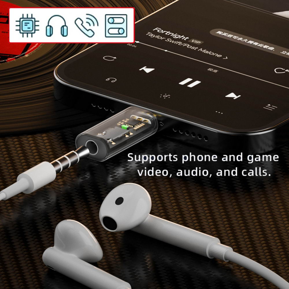 2pcs/lot Type C USB-C to 3.5mm Audio AUX & MIC Sound Card 16bit 48kHz Adapter Compatible with Laptop Tablet Phone