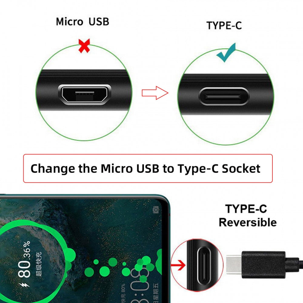 5pcs/lot DIY Solder Type-C Female Socket Connector Replace for Micro-USB 5Pin Female SMT Type DC 5V Power