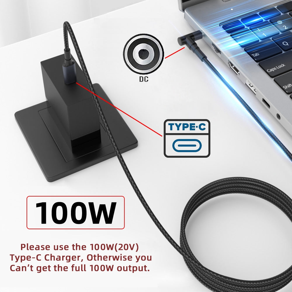 100W Type C USB-C Input to 20V DC 4.5*3.0mm Output Power 20V 5A 65W PD Charge Cable compatible with DELL-Laptop
