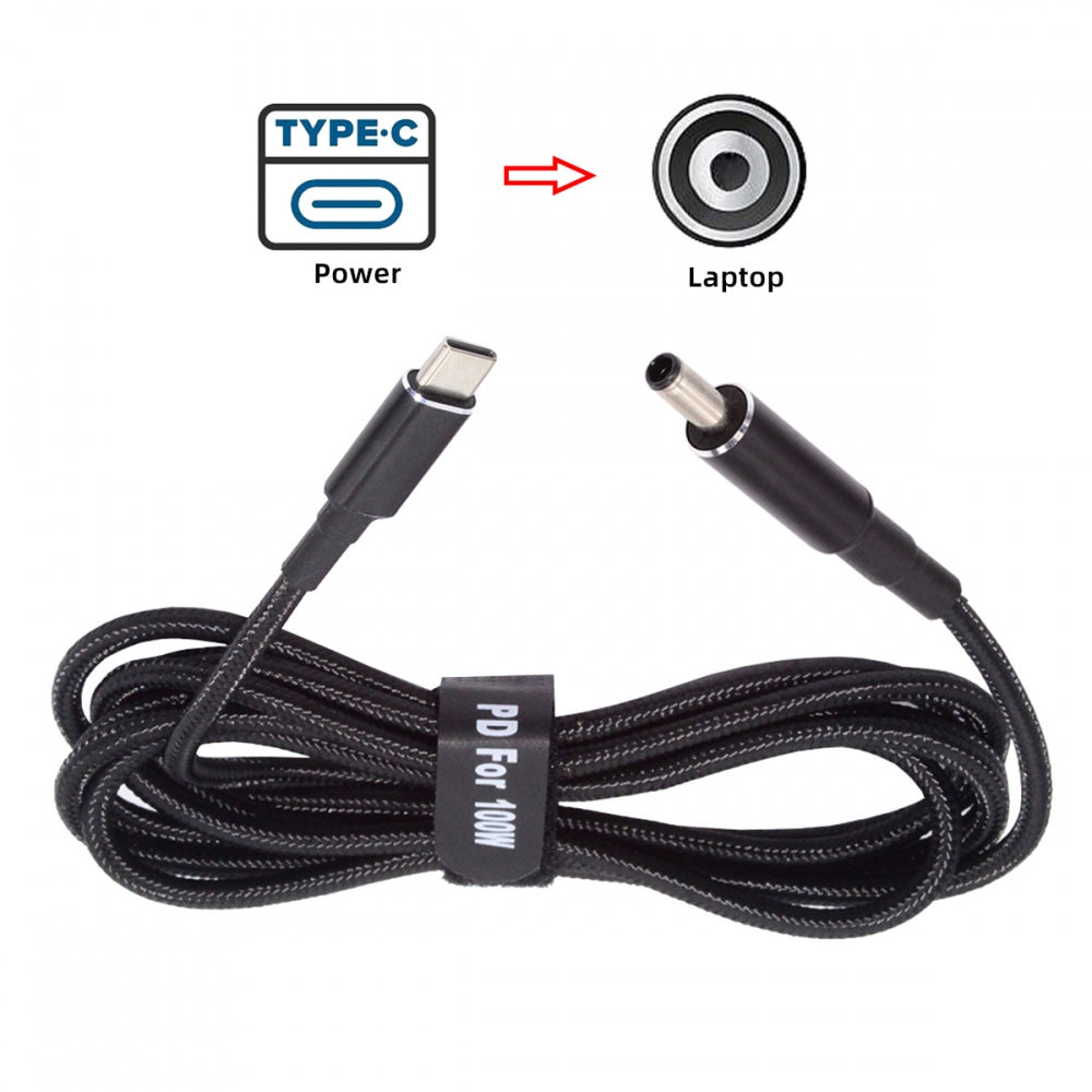 100W Type C USB-C Input to 20V DC 4.5*3.0mm Output Power 20V 5A 65W PD Charge Cable compatible with DELL-Laptop