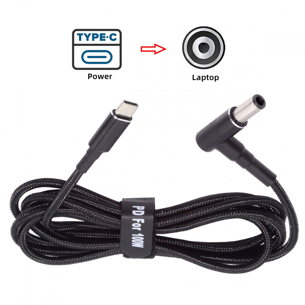 100W Type C USB-C Input to 20V DC 6.0*1.4*0.6mm Output Power 20V 5A 65W PD Charge Cable for Laptop