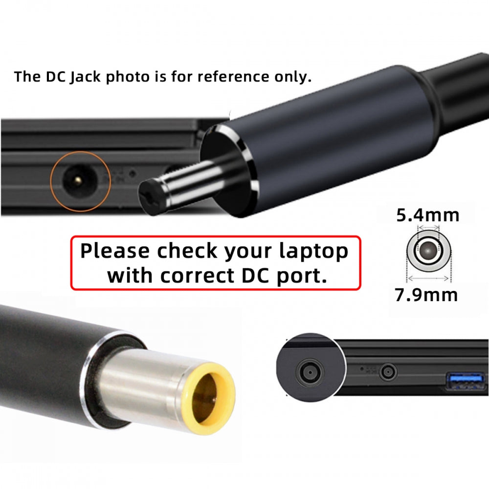 100W Type C USB-C Input to 20V DC 7.9*5.4mm Output Power 20V 5A 65W PD Charge Cable compatible with Laptop