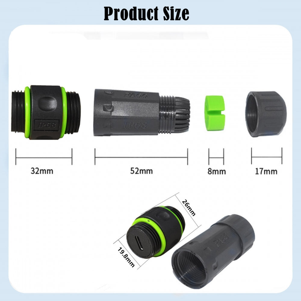 M20 Locking IP68 Waterproof Type-C 10Gbps USB3.1 Female to USB-C Female Extension Adapter Coupler
