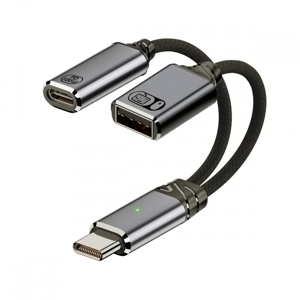 USB-C Type-C Male to 480Mbps USB 2.0 Female OTG & 100W PD Power Cable for Laptop Tablet Phone