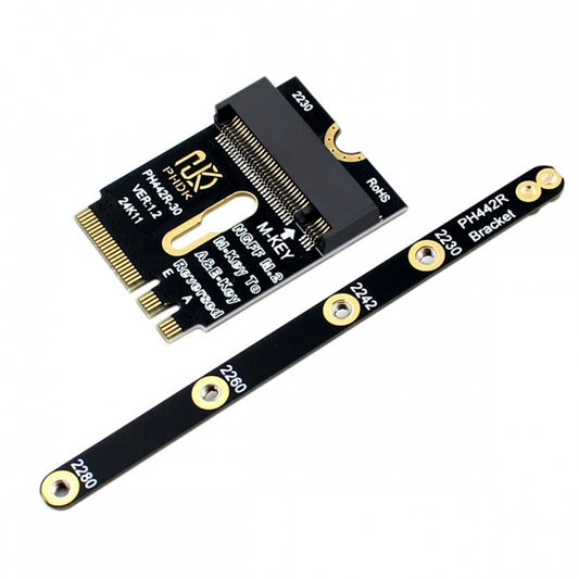 2230 NGFF A+E-Key Male to NVME M-key Female Extension PCI-E 4.0 Adapter with Bracket for Laptop Mainboard SSD 2280