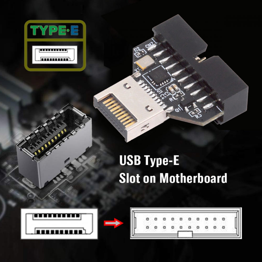 Type-E IDC Socket USB 3.1 Front Panel Header to USB 3.0 20Pin Header Extension Adapter with CH334P for Desktop Motherboard