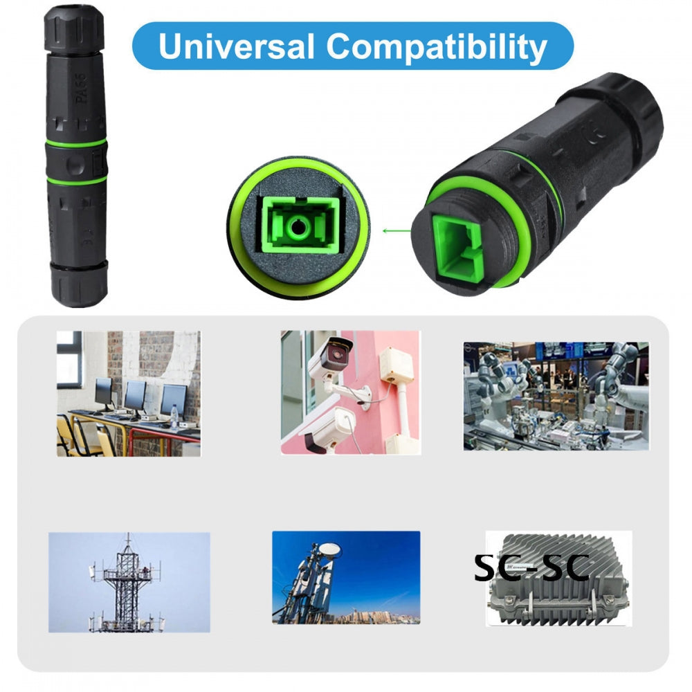 M20 Locking IP68 Waterproof SC Female to SC Female Singlemode Fiber Optic Patch Internet Networking Extension Adapter Coupler