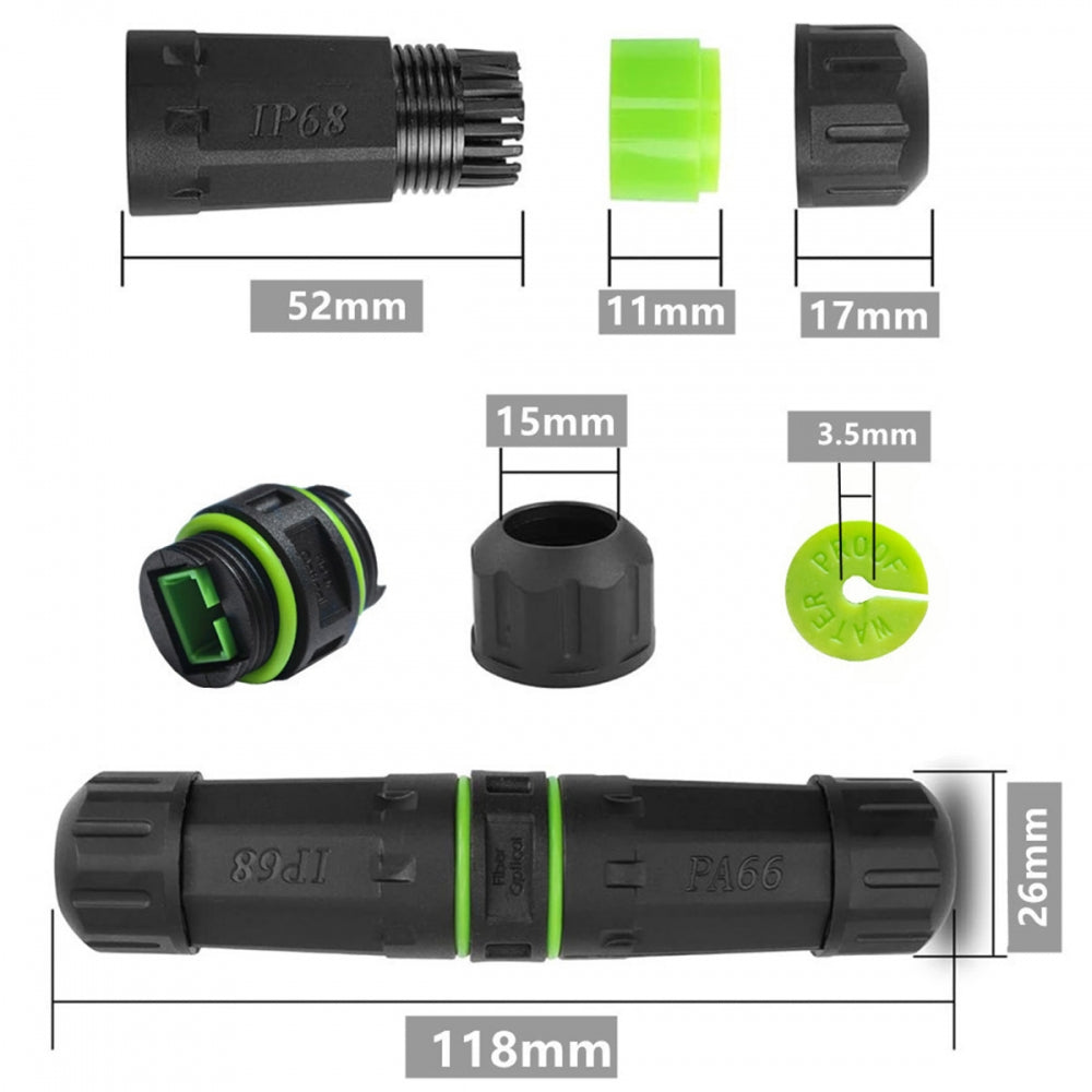 M20 Locking IP68 Waterproof SC Female to SC Female Singlemode Fiber Optic Patch Internet Networking Extension Adapter Coupler