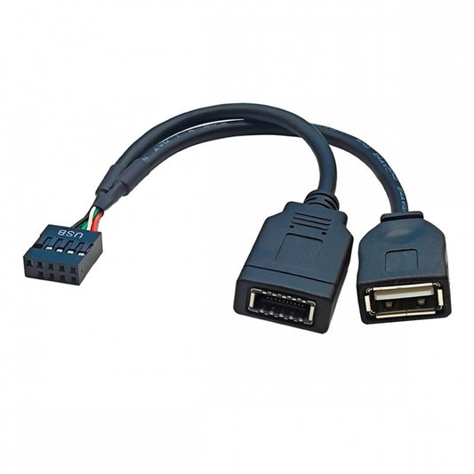 Dual Port Type-A & USB 3.1 Front Panel Socket Key-A Type-E to USB 2.0 9Pin 10Pin Mainboard Header Male Extension Cable