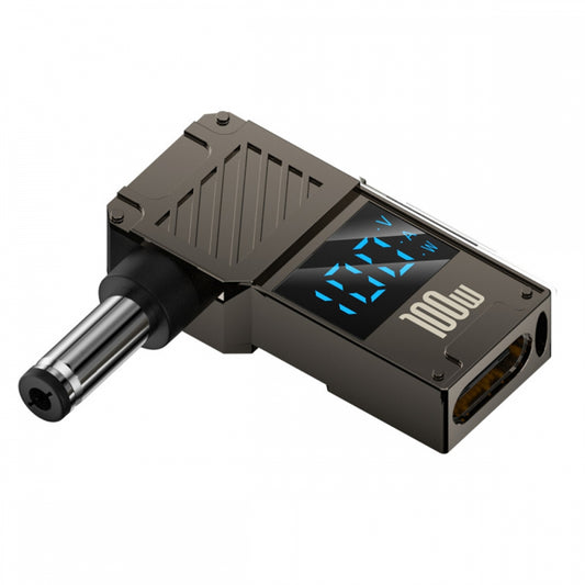 Type-C USB-C Input to DC 5.5x2.1mm Jack Smart LED Display 100W Output Power 20V 5A PD Charge 65W Adapter for Laptop