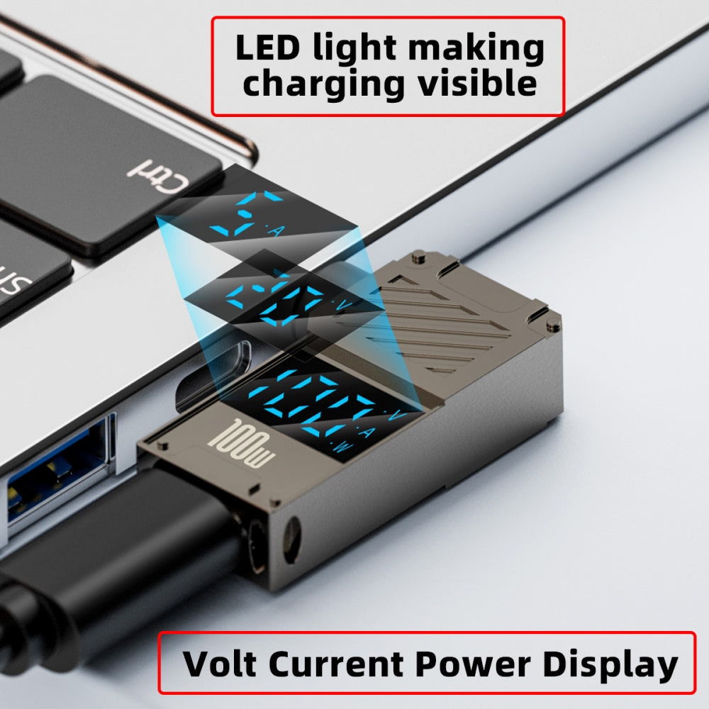 Type-C USB-C Input to DC 5.5x2.1mm Jack Smart LED Display 100W Output Power 20V 5A PD Charge 65W Adapter for Laptop