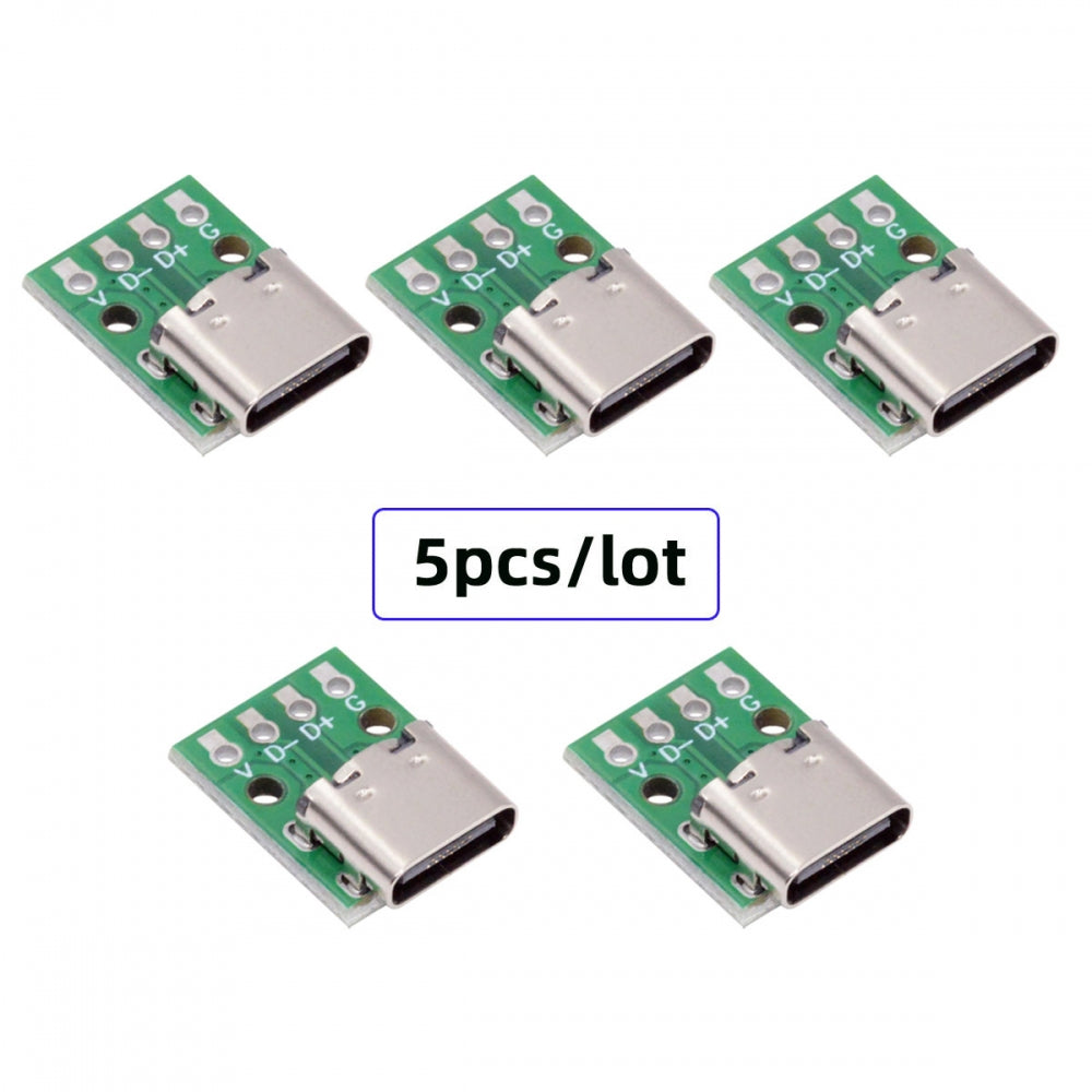 5pcs/set DIY OEM Type C Female Socket Connector to PCBA 4Pin USB2.0 Pinout DC 5V Power