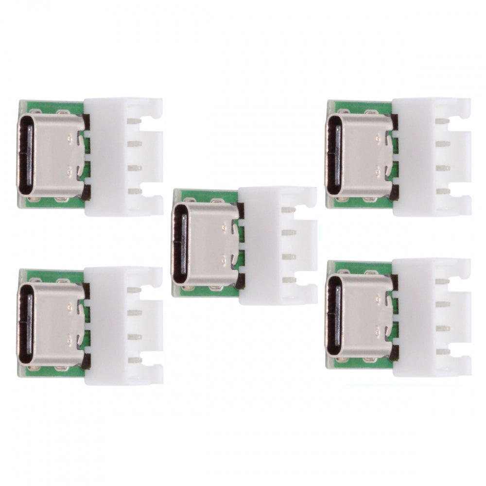 5pcs/set DIY OEM Type C Female Socket Connector to 4Pin Pitch=2.54mm Wafer Socket Vertical USB2.0 Pinout DC 5V Power