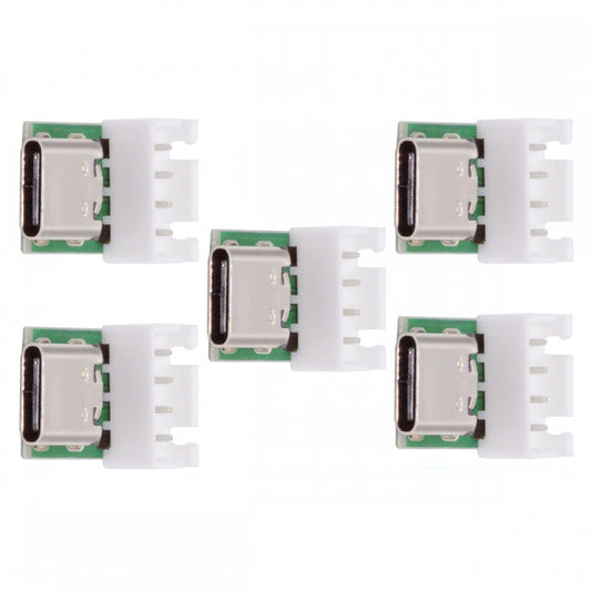 5pcs/set DIY OEM Type C Female Socket Connector to 4Pin Pitch=2.54mm Wafer Socket Vertical USB2.0 Pinout DC 5V Power