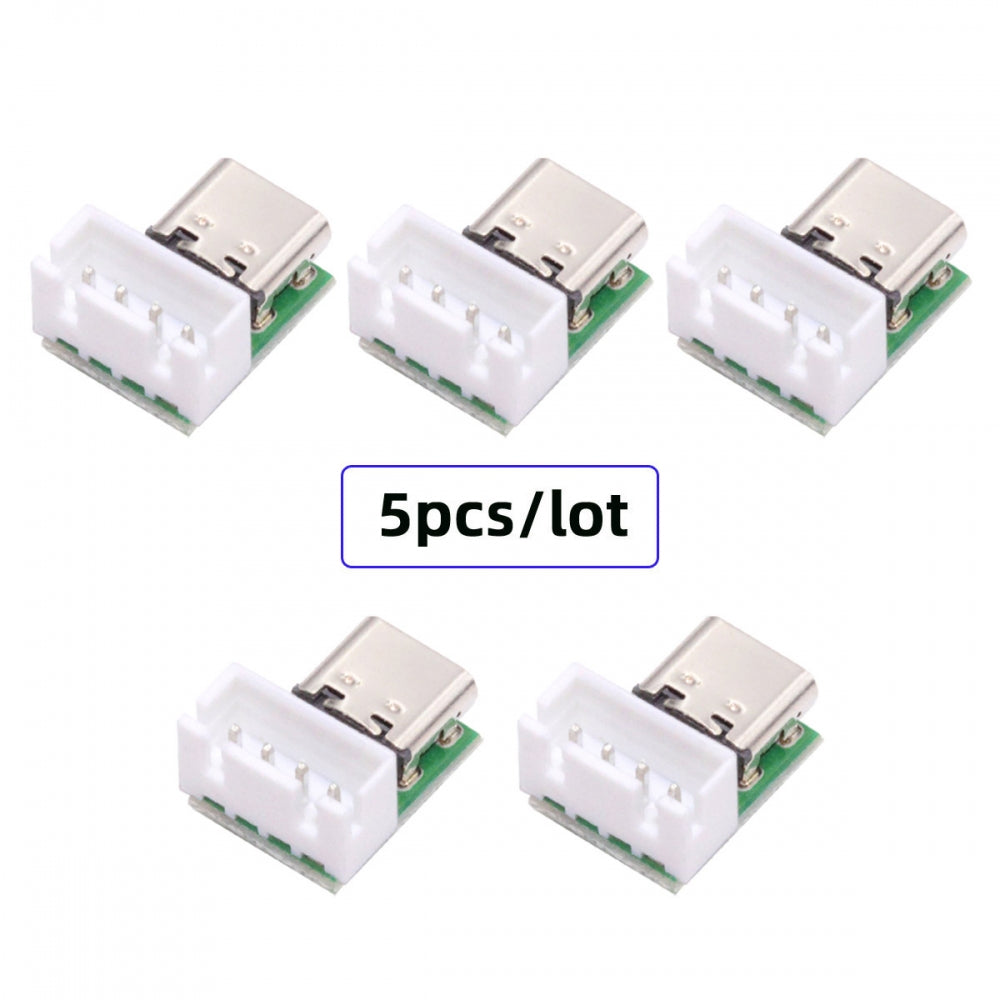 5pcs/set DIY OEM Type C Female Socket Connector to 4Pin Pitch=2.54mm Wafer Socket Vertical USB2.0 Pinout DC 5V Power