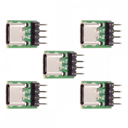 5pcs/set DIY OEM Type C Female Socket Connector to 4Pin Pitch=2.54mm Contact Header Vertical USB2.0 Pinout DC 5V Power