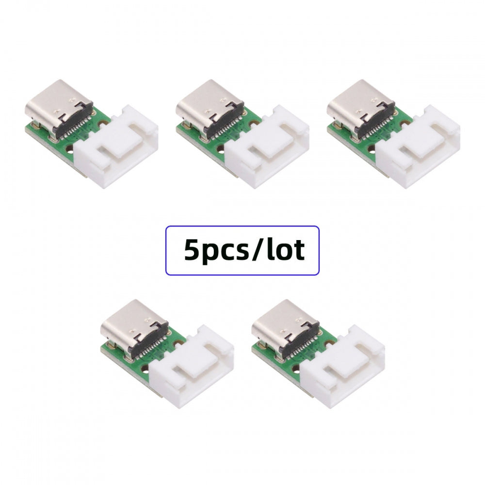 5pcs/set DIY OEM Type C Female Socket Connector to 4Pin Pitch=2.54mm Wafer Socket Horizontal USB2.0 Pinout DC 5V Power