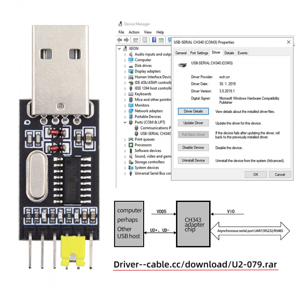 USB2.0 Type-A To TTL Converter UART STC Module Serial Programmer CH340G CH340 3.3V 5V Adapter Replace PL-2303