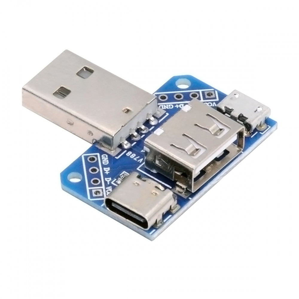 USB2.0 1-to-3 Power Type-A Male To Female Type-A & Micro USB & USB-C Type-C Adapter PCBA