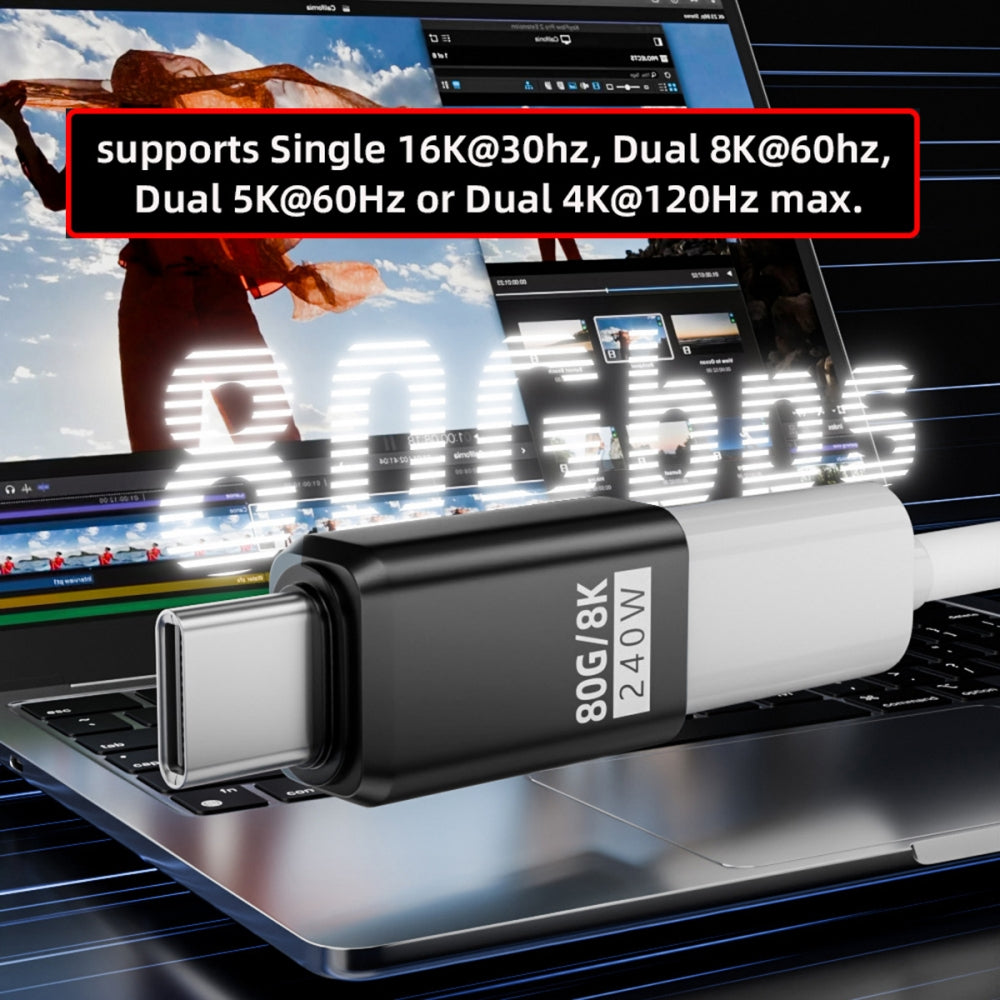 USB5.0 80Gbps Male to Female Extension Adapter with 240W 16K 8K 5K Compatible with USB4.0 Thunderbolt3/4/5