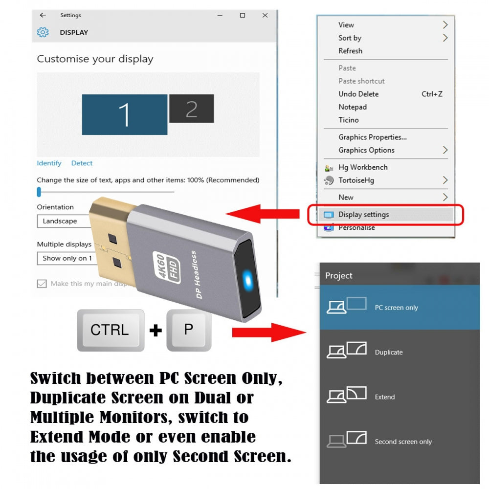 4K@60Hz DP Virtual Display Displayport Active Adapter Dummy Plug Headless Ghost Emulator 1080p@120Hz