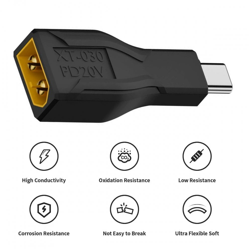 Type-C Male Input 100W 20V 5A PD to XT60 Male Output SC100 Protocol Fast Charging Adapter for RC Lipo Battery Quadcopter
