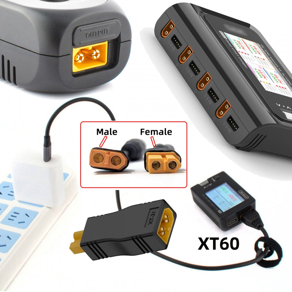 XT60 Female SC100 Protocol to XT30 Female Fast Charging Adapter for RC Lipo Battery Quadcopter Multicopter Aeromodelling