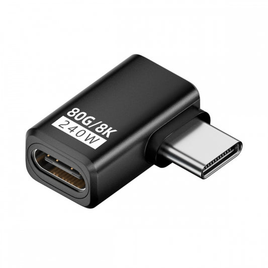 USB5.0 80Gbps Male to Female Extension Adapter Left Right Angled with 240W 16K 8K 5K Compatible with USB4.0 Thunderbolt3/4/5