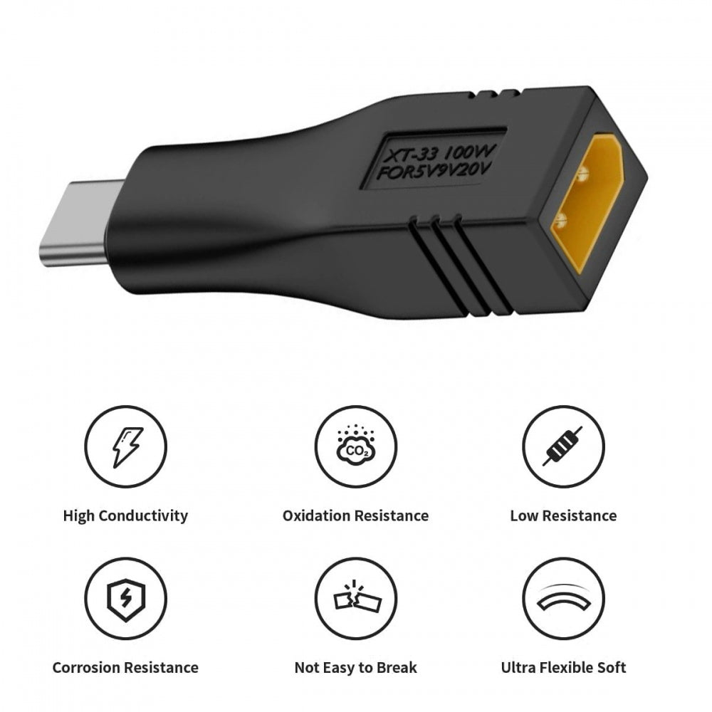 XT30 Male Input SC100 Protocol to Type-C Male Output Fast Charging Adapter for RC Lipo Battery Quadcopter Laptop Phone