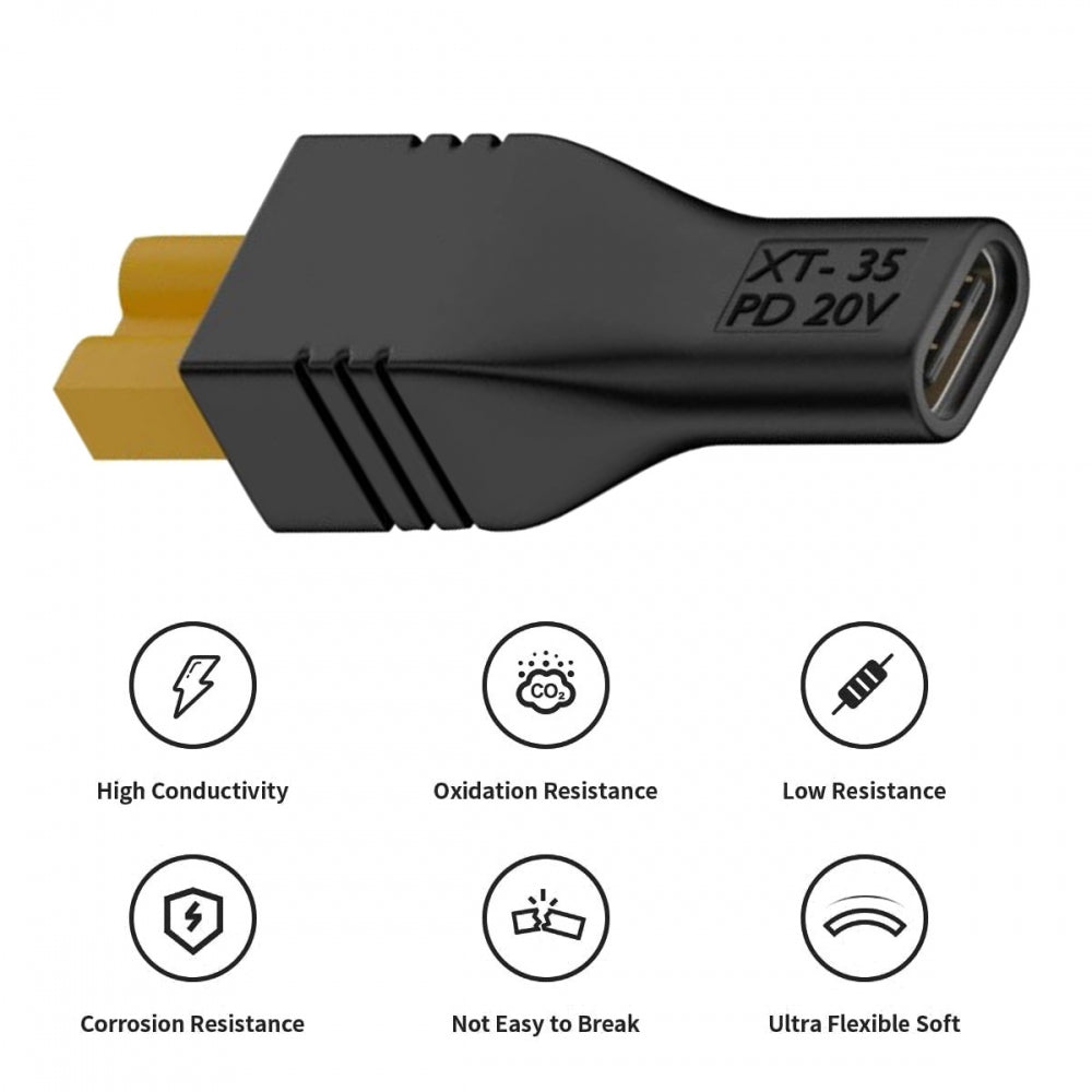 Type-C Female Input 100W 20V 5A PD to XT30 Male Output SC100 Protocol Fast Charging Adapter for RC Lipo Battery Quadcopter