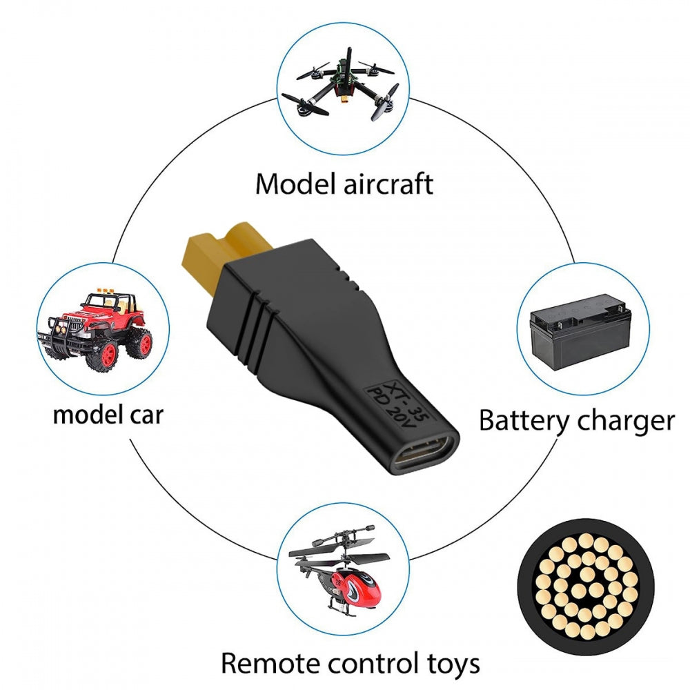 Type-C Female Input 100W 20V 5A PD to XT30 Male Output SC100 Protocol Fast Charging Adapter for RC Lipo Battery Quadcopter