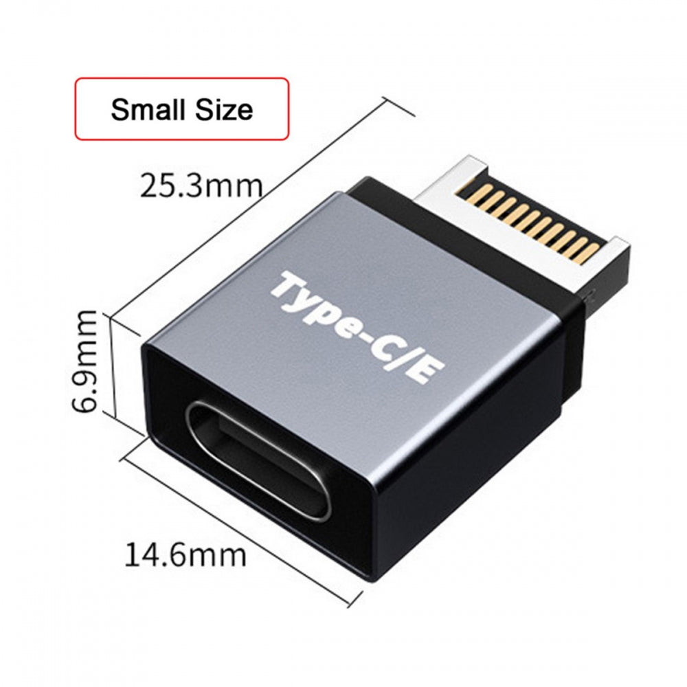 USB 3.1 Front Panel Header Male Type-E to Type-C USB-C Female Motherboard Extension Data Adapter